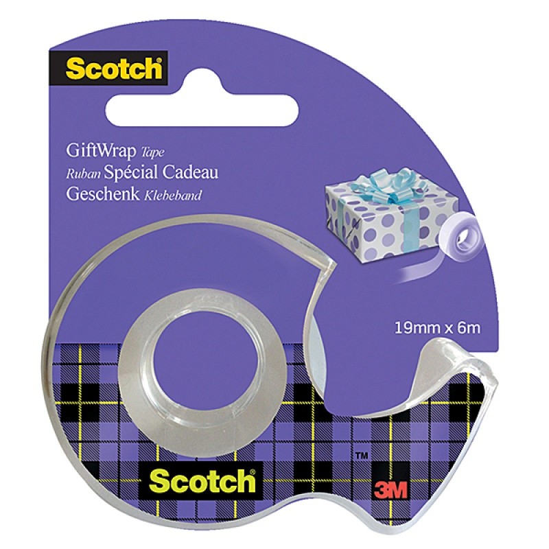 ADHESIVE TAPE SCOTCH GIFT WRAP, INVISIBLE, FOR GIFT WRAPPING, ON THE FEEDER, 19MMX6M
