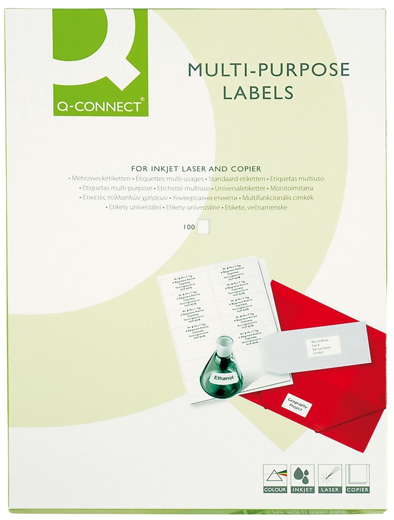 SELFADHESIVE Q-CONNECT LABELS 52,5X29,7MM, 100 SHEETS //AP4704