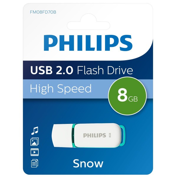 მეხსიერება FM08FD70B/00 Philips USB 2.0 8GB Snow Edition 